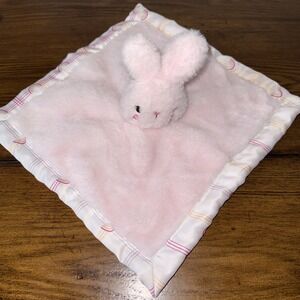 Parents Choice Security Blanket Pink Bunny Rabbit Plush 12x12 Lovey Rainbow Pink
